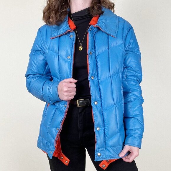 Vintage 70s Down Feather Puffer Jacket Coat Ski Puff Insulated Warm Winter 1970s - Picture 13 of 13